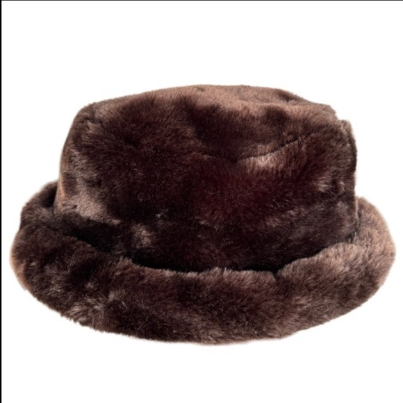 Luxury Fur Bucket Hat Faux Fur Mink Vintage Plush Chocolate Brown Retro One Size - Picture 12 of 15